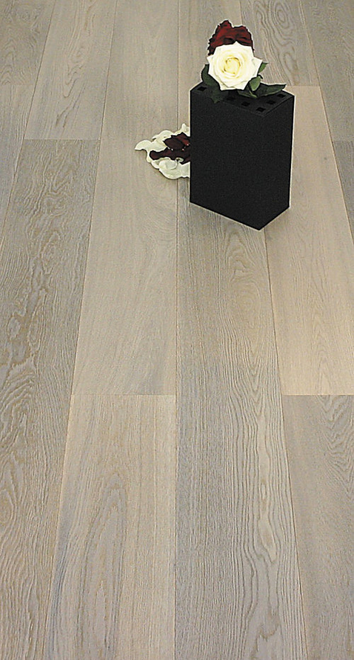 Parquet Contrecollé Chêne Premier/Rustique - 14 x 190 mm - huilé gris clair - LPLE