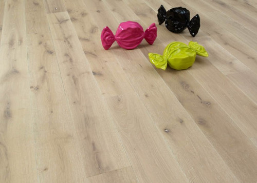 Parquet Contrecollé Chêne RU/CA - 14 x 190 mm - brossé - cérusé - huilé blanc - LPBZ