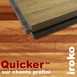 Parquet industriel Iroko préfini Quicker - 14 x 17 x 285 mm - motif sur chants