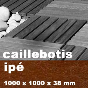 Dalle caillebotis en bois exotique IPE - 38 x 1000 x 1000 mm - LOT DE 36 M2
