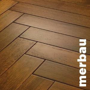 Parquet massif à bâtons rompus en Merbau