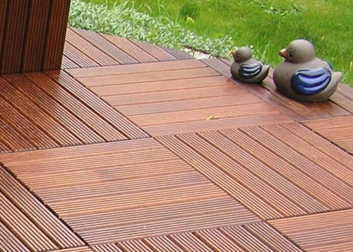 Dalle caillebotis en bois exotique Macaranduba - 38 x 500 x 500 mm - PROMO