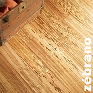 Parquet contrecollé Zebrano - 14 x 150 x 1190 mm - verni