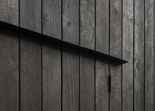 Bardage en bois brûlé Douglas - 16 x 125 x 3000 mm - brûlé noir - lot de 21m2