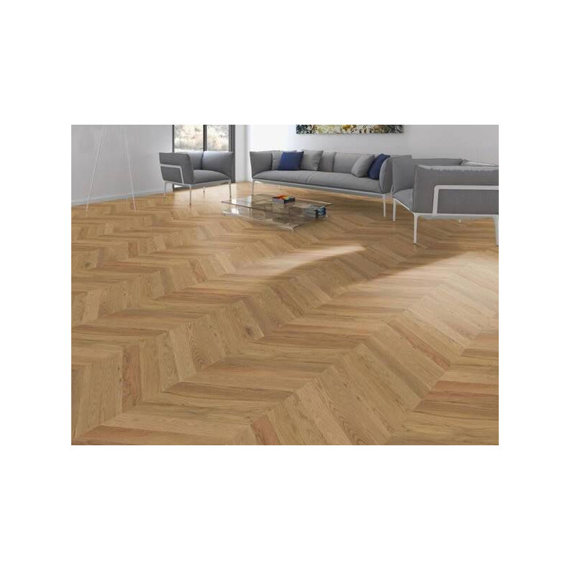 Parquet Parquet contrecollé Chêne Rustique - 11 x 63 x 520 mm - brut - Lot de 4 lames