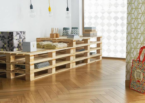 Parquet contrecollé Chêne Premier Bâton Rompu - 16 x 130 x 700 mm - vernis mat