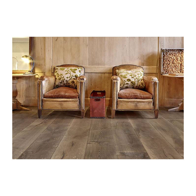 Parquet Parquet contrecollé Chêne Rustique - 15 x 220 x 2200 mm - huilé brun-gris - ultra mat