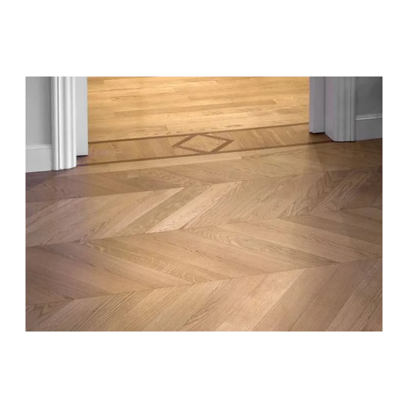 Parquet contrecollé Chêne Point de Hongrie - détail lames brutes - motif chevron