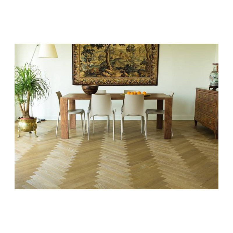 Parquet Parquet contrecollé Chêne Premier Bâton Rompu - 14 x 125 x 610 mm - huilé - brossé