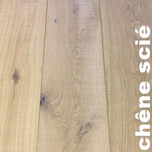 Parquet contrecollé Chêne Premier - 15 x 120 à 230 mm - verni - traces de scies
