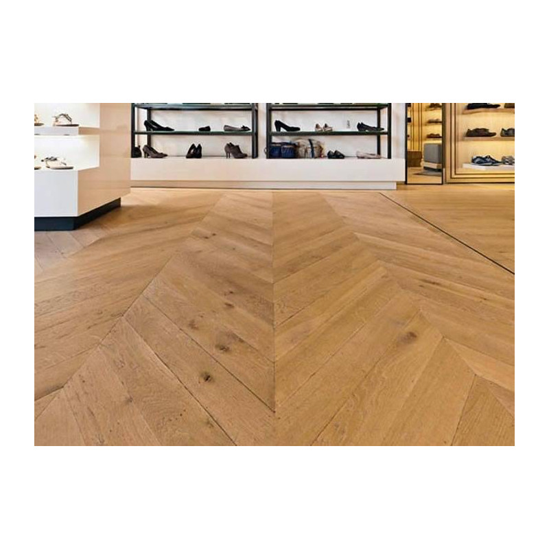 Parquet Parquet contrecollé Chêne Rustique Point Hongrie - 15,5 x 90 x 600 mm - verni Brillant
