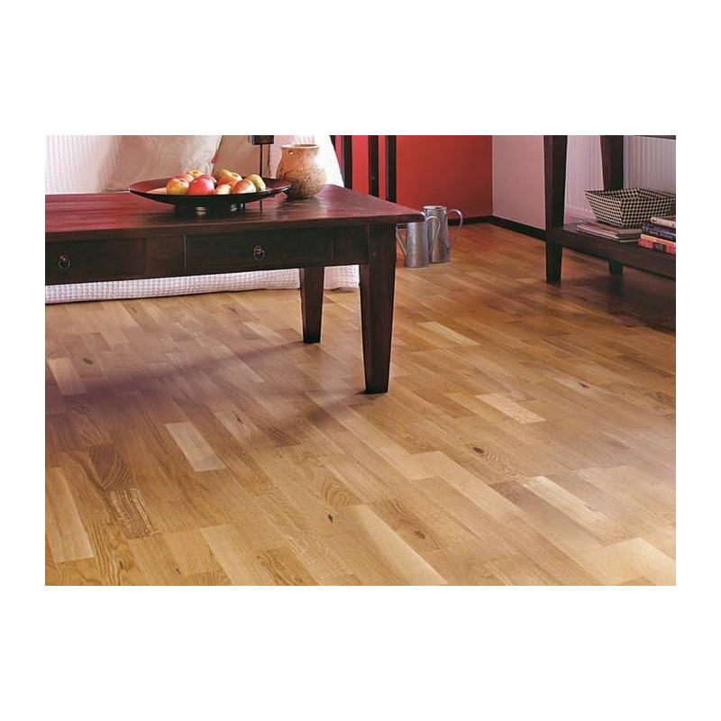 Parquet Parquet contrecollé Chêne Rustique - 14 x 195 mm - verni - 3 frises - PROMO