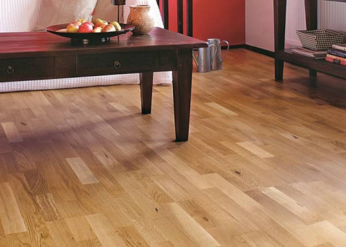 Parquet contrecollé Chêne Rustique - 14 x 195 mm - verni - 3 frises - PROMO