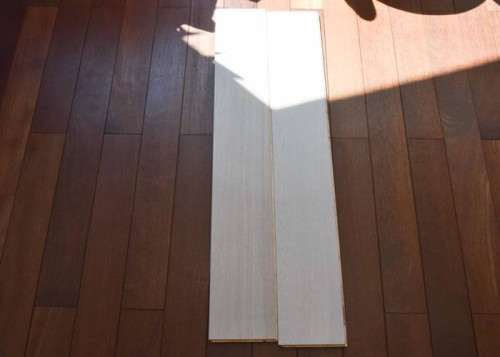 Parquet contrecollé Chêne Rustique - 10 x 140 mm - verni - blanc neige