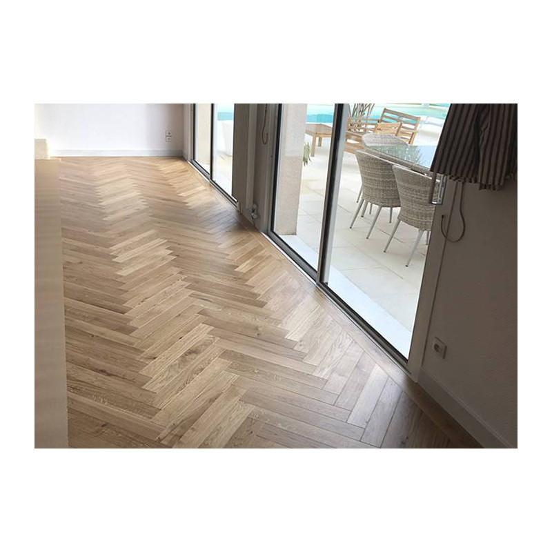Parquet Parquet contrecollé Chêne Rustique Bâton rompu - 14 x 90 x 590 mm - verni - Brest