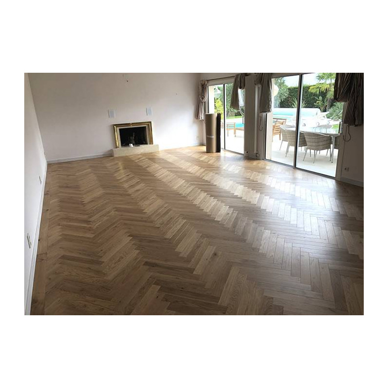 Parquet Parquet contrecollé Chêne Rustique Bâton rompu - 14 x 90 x 590 mm - verni - Brest