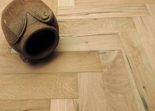 Parquet contrecollé Chêne recyclé Bâton Rompu - 17,5 x 100 x 600 mm - brut