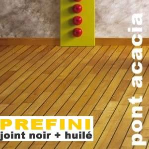 Parquet Pont de Bateau Acacia Robinier - 14 x 90 mm - brut - filet Wengé