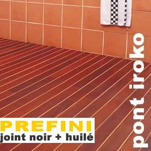 Parquet Pont de Bateau Iroko - 14 x 90 mm - brut - filet Wengé