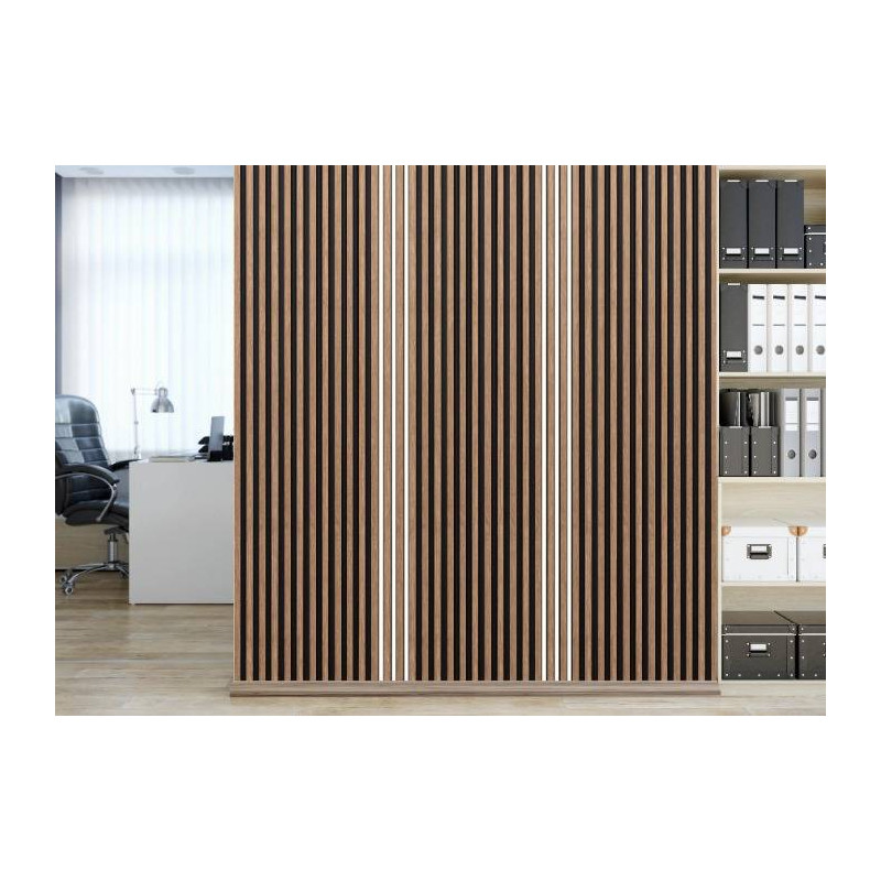 Parquet Panneau mural effet tasseaux - 21 x 122 x 2700 mm - couleur Chêne - profil classic