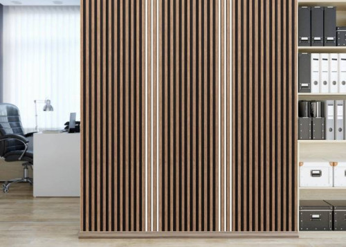 Panneau mural effet tasseaux - 21 x 122 x 2700 mm - couleur Chêne - profil classic