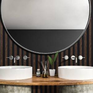 Panneau mural effet tasseaux - 21 x 119 x 2700 mm - couleur Noyer - profil classic