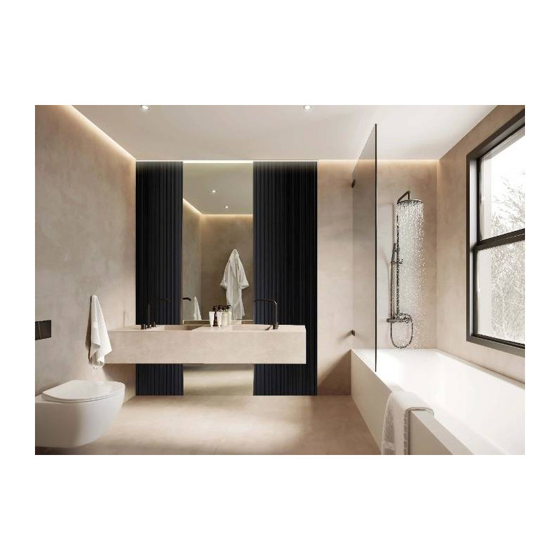 Parquet Panneau mural effet tasseaux - 12 x 122 x 2700 mm - couleur noir - profil Ura