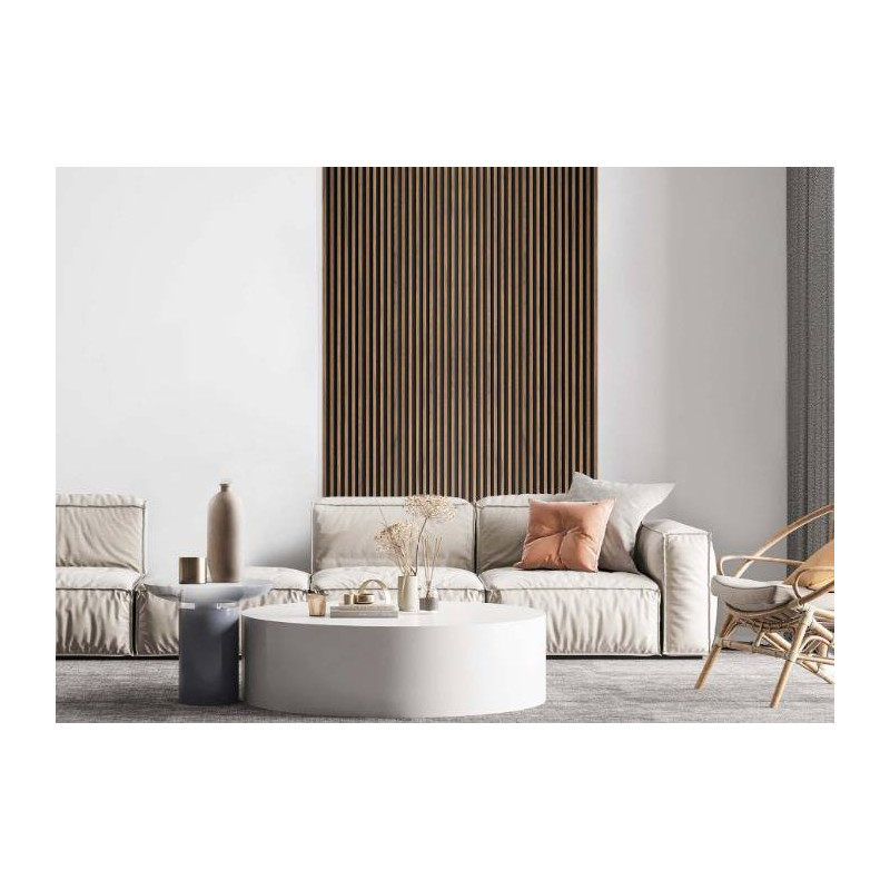 Parquet Panneau mural effet tasseaux - 12 x 122 x 2700 mm - couleur gris - profil Luva