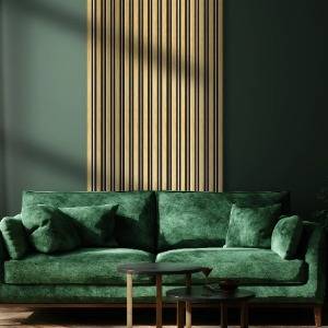 Panneau mural effet tasseaux - 12 x 122 x 2700 mm - couleur Or - profil Calza