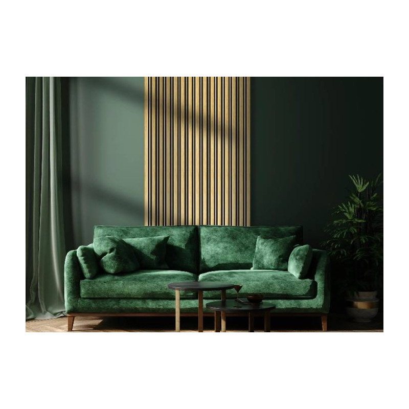 Parquet Panneau mural effet tasseaux - 12 x 122 x 2700 mm - couleur Or - profil Calza