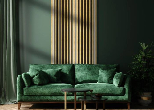 Panneau mural effet tasseaux - 12 x 122 x 2700 mm - couleur Or - profil Calza