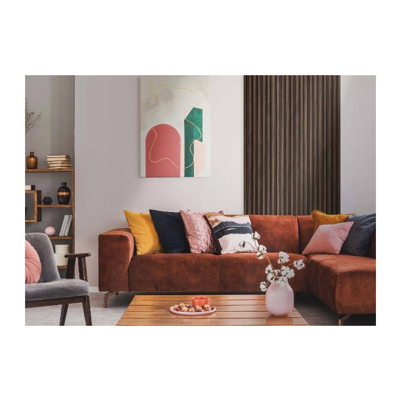 Parquet Panneau mural effet tasseaux - 12 x 122 x 2700 mm - couleur Noyer - profil Calza