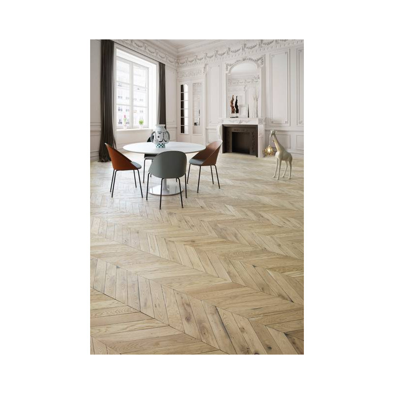 Parquet Parquet massif Chêne Rustique/Campagne en Point Hongrie - 13 x 110 x 660 mm - verni incolore - PROMO
