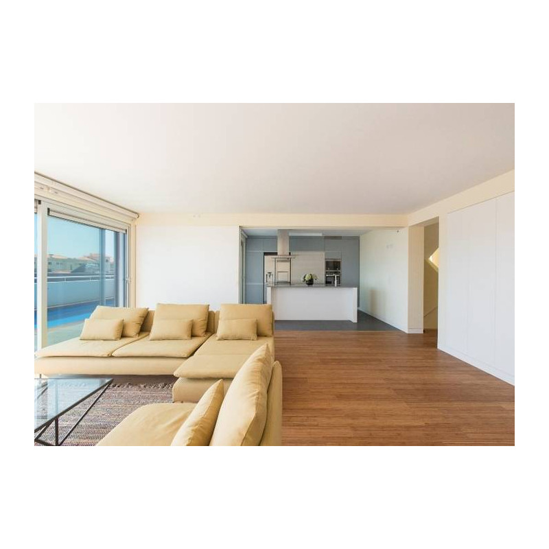 Parquet contrecollé Bambou Topbamboo Moso - 10 x 128 mm - brossé - verni - caramel - clipsable