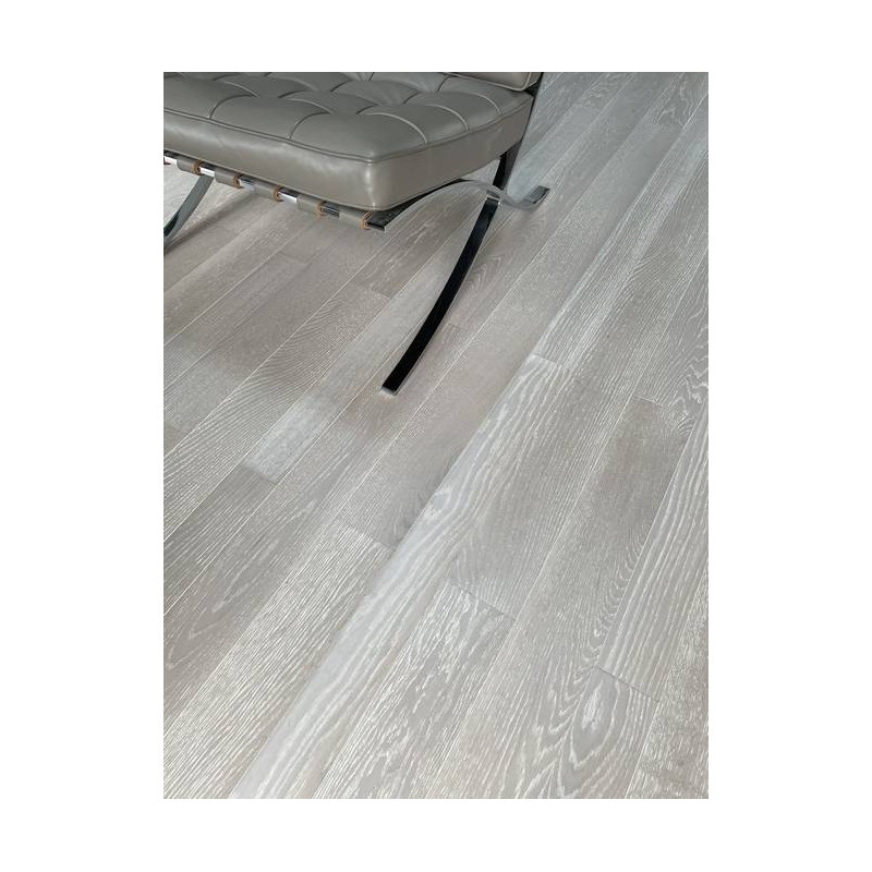 Parquet Parquet contrecollé Chêne Rustique - 15 x 170 mm - verni - teinté gris