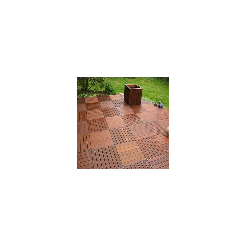 Parquet Dalle caillebotis en bois exotique Massaranduba - 1000 x 1000 x 38 mm