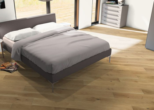 Parquet contrecollé Chêne Rustique - 12 x 160 mm - brossé - verni incolore - PROMO