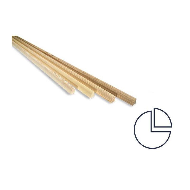 Parquet Quart de rond Wengé - 15 x 15 mm - verni mat
