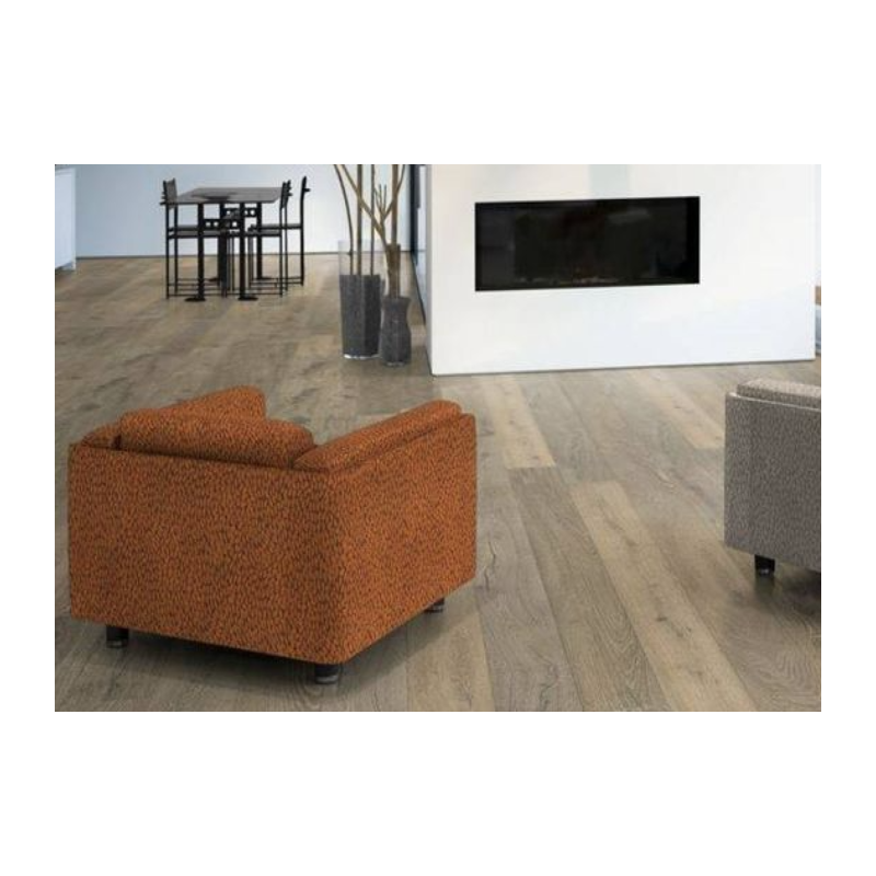 Parquet Parquet contrecollé Chêne Rustique - 15 x 220 mm - huilé gris - brossé - Saumur
