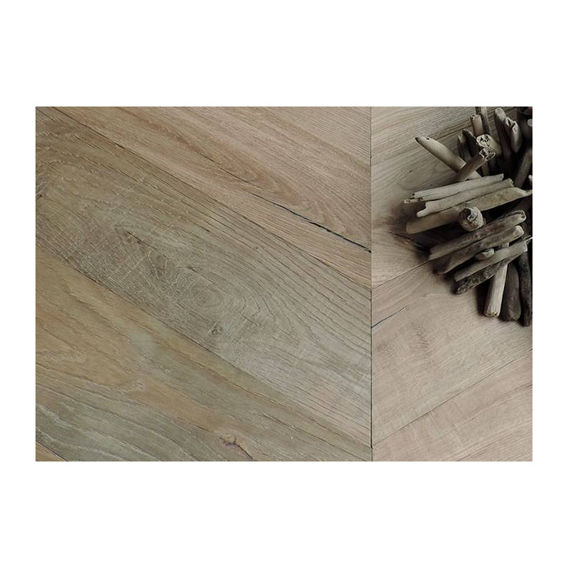 Parquet Parquet contrecollé Chêne recyclé Point Hongrie - 17,5 x 90 x 700 mm - huilé