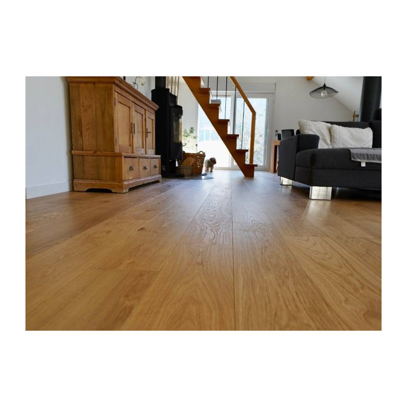 Parquet Parquet contrecollé Chêne Rustique - 12 x 180 mm - brossé - verni ou huilé