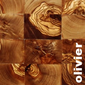 Parquet massif en bois de bout Olivier  - brut
