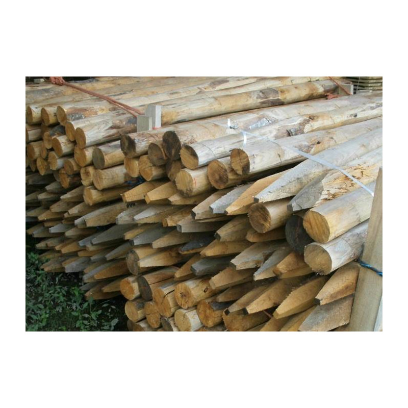 Parquet Piquets agricoles en Châtaignier - 100/120 mm x 1800 mm - ronds et écorcés - palette de 90 pièces