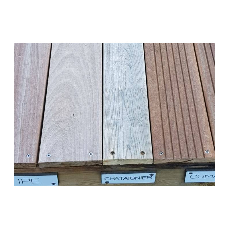 Parquet Lames de terrasse Châtaignier - 24 x 135 x 4000 mm - lisse abouté
