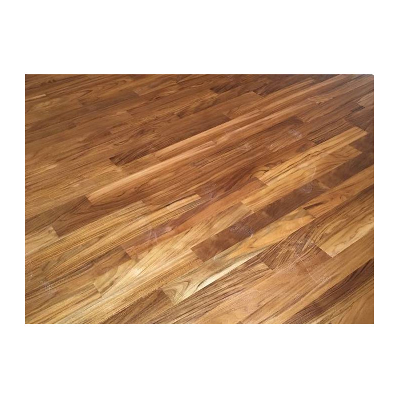 Parquet Parquet contrecollé Teck Afrique - 10 x 70 x 600/1000 mm - verni - PROMO