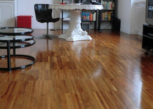 Parquet industriel Teck Afrique - 14 x 10 x 280 mm - motif sur chants