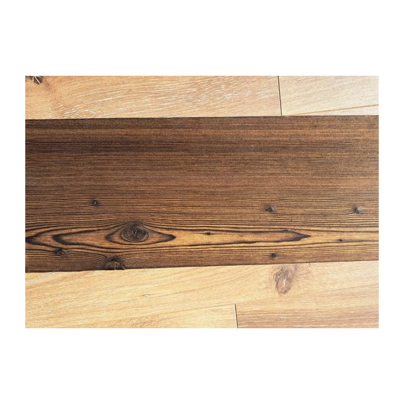 Parquet Lambris en Mélèze - 14 x 132 x 4000 mm - profil grain d'orge - brûlé