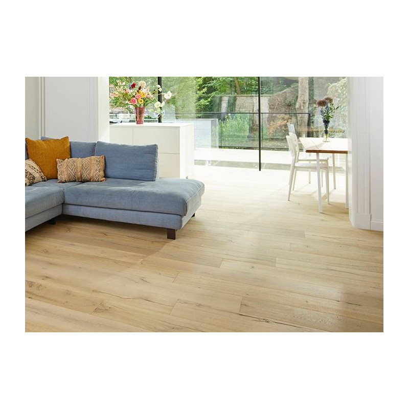 Parquet Parquet contrecollé Chêne Sauvage - 15 x 220 mm - huilé incolore - traces de scie - loft