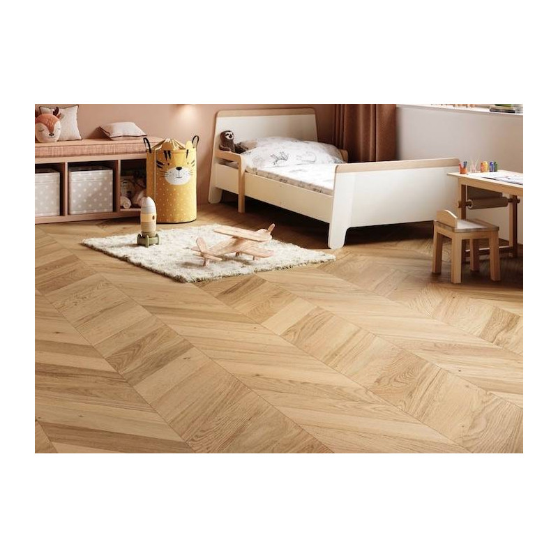 Parquet Parquet contrecollé Chêne Premier Point Hongrie  - 15 x 90 mm - verni naturel  - loft