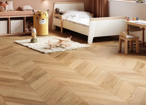 Parquet contrecollé Chêne Premier Point Hongrie  - 15 x 90 mm - verni naturel  - loft
